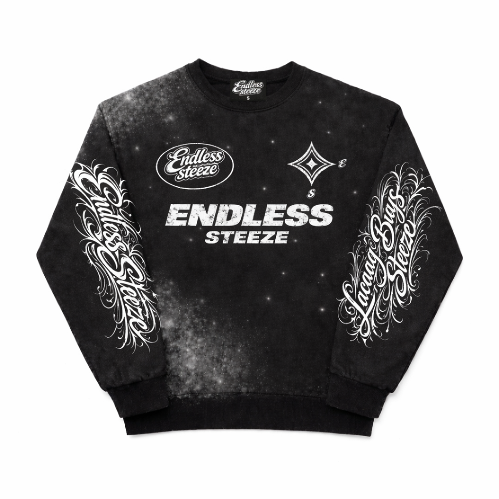 Lacaag Buys Steeze Rhinestone Onyx Washed Sweatshirt